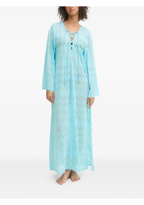 Melissa Odabash lace-up chevron beach dress - Blue