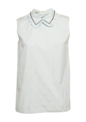Miu Miu Pre-Owned ruffled embellished-collar top - White
