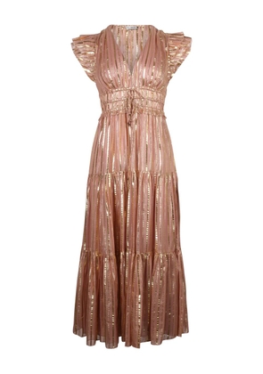 Ulla Johnson Justyne tiered striped midi dress - Pink