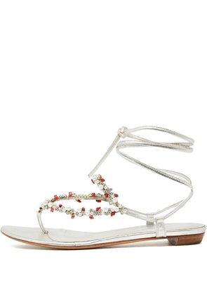 Sergio Rossi Vintage pearl-embellishment leather sandals - Grey
