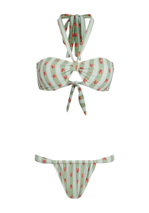 Brigitte strawberry-print bikini - Green