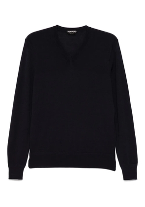 TOM FORD V-neck knitted T-shirt - Blue