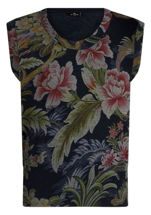ETRO floral-print round-neck vest - Blue