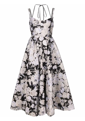 ERDEM Rea floral-jacquard flared dress - Black