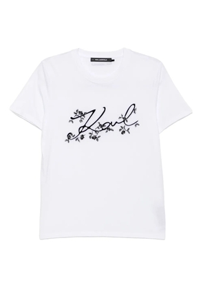 Karl Lagerfeld logo-embroidered T-shirt - White