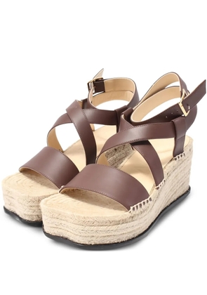 Loewe Pre-Owned 80mm Petal leather wedge sandals - Brown