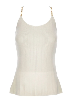 Elisabetta Franchi chain-straps ribbed top - Neutrals