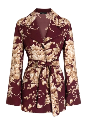 Dolce & Gabbana floral belted shirt - Red