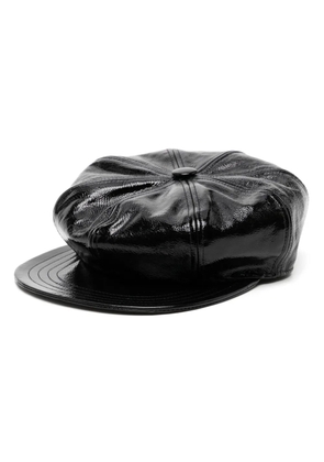 Madison.Maison patent leather baker boy hat - Black