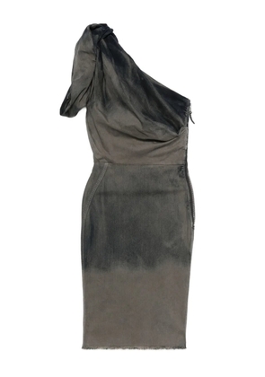Rick Owens one-shoulder denim midi dress - Grey