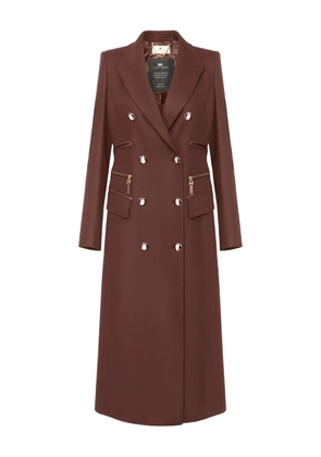 Elisabetta Franchi enamelled-button double-breasted coat - Brown