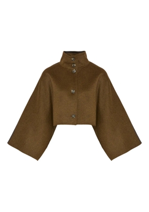 Yves Salomon cape-sleeve cropped jacket - Brown