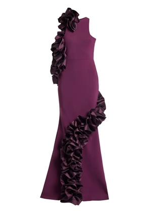 Greta Constantine ruffled-appliqué gown - Purple