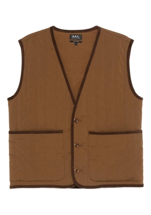 A.P.C. V-neck quilted-pattern gilet - Brown