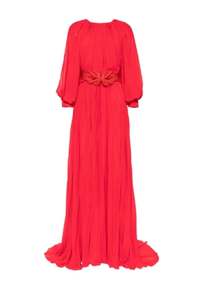 Saiid Kobeisy pleated puff-sleeve dress - Red