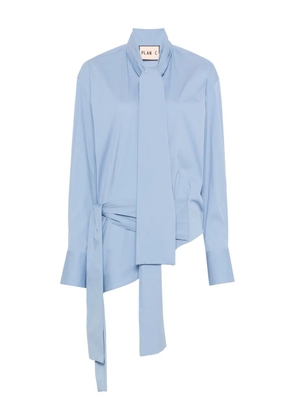 Plan C tie-neck wrap silk shirt - Blue