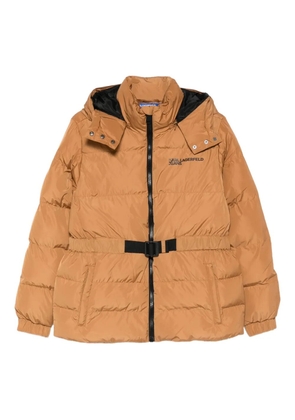 Karl Lagerfeld Jeans hooded belted puffer jacket - Brown