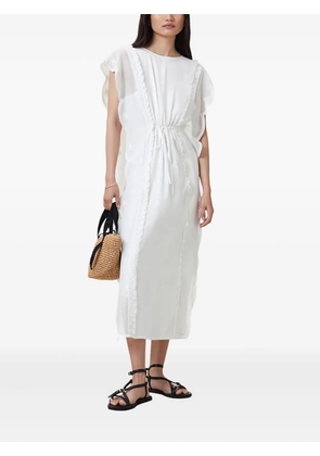 AllSaints Ola lace-insert ruffled midi dress - White