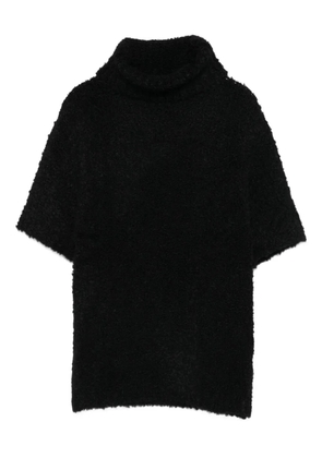 DIXIE cut-out short-sleeve knitted top - Black