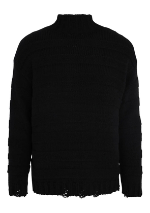Gaelle high-neck frayed-hem sweater - Black