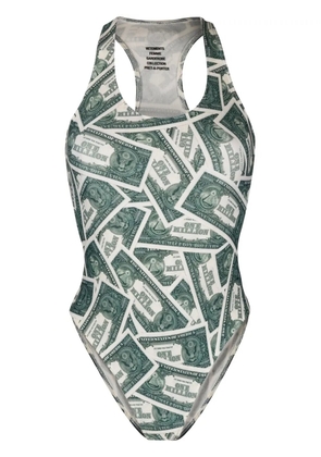 VETEMENTS Million Dollar print one-piece swimsuit - Green