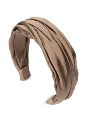 Jennifer Behr pleated silk headband - Brown