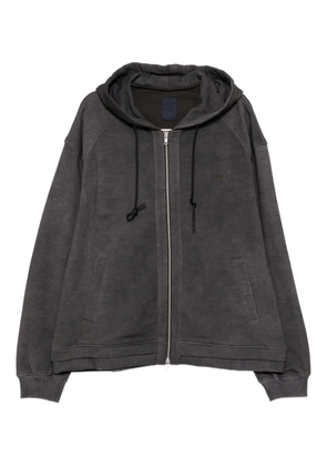 Juun.J logo-embroidered hoodie - Grey