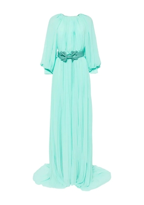 Saiid Kobeisy pleated puff-sleeve dress - Green