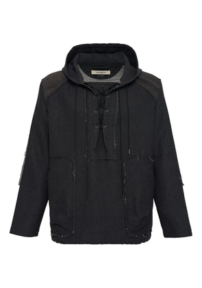 JiyongKim raw-edge drawstring hoodie - Black
