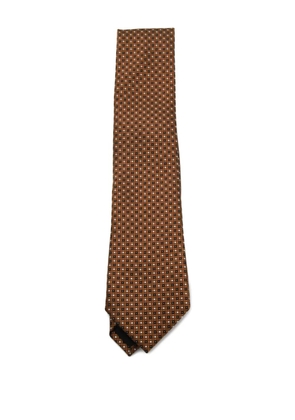 Zegna geometric-pattern tie - Brown