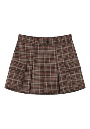 CHOCOOLATE checked-pattern pleated mini skirt - Brown