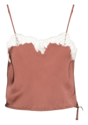 Saint Laurent lace-trim camisole top - Brown