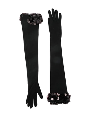 David Koma sequin-embellished long gloves - Black