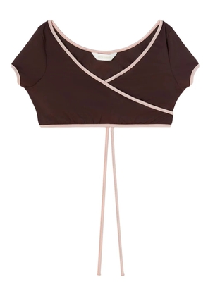 Palm Angels cap-sleeve wrap bikini top - Brown