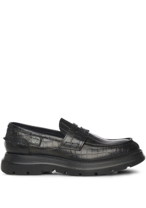 Giuliano Galiano crocodile-print round-toe loafers - Black