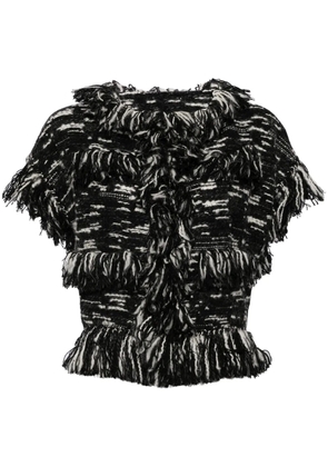 sacai fringed-edge knitted jacket - Black
