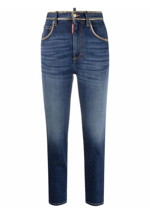 DSQUARED2 high-waisted chain-trim cropped jeans - Blue
