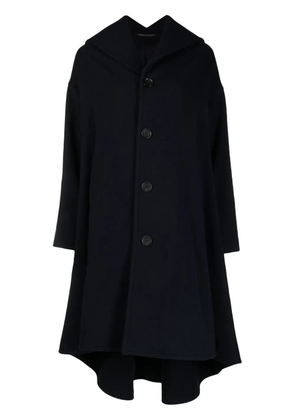 Yohji Yamamoto cut-out collar maxi coat - Blue