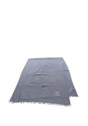 CHANEL Pre-Owned 1986-1988 coco mark fringed scarf - Blue