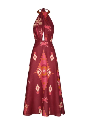 Johanna Ortiz halter-neck geometric-print dress - Red