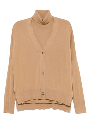 Blanca Vita fine-knit vest and cardigan set - Brown