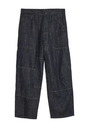 Y's patch-pocket cotton trousers - Blue