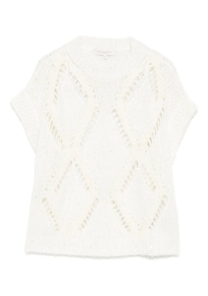 Antonelli diamond-pattern knitted top - White