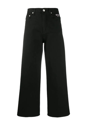 MSGM logo-detail wide-leg trousers - Black