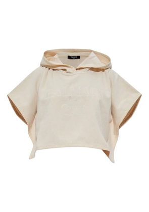 Balmain short-sleeve cotton hoodie - Neutrals