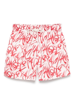 Palm Angels graffiti-print swim shorts - White