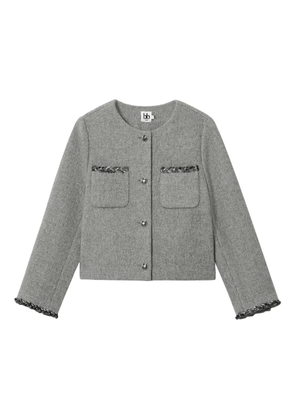 b+ab pocket-trimmed embellished-cuff jacket - Grey
