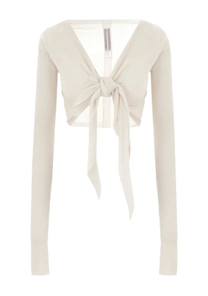 Rick Owens tie-front ribbed cardigan - Neutrals