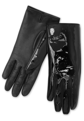 Philipp Plein skull-appliqué leather gloves - Black