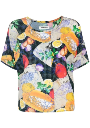Henrik Vibskov graphic-print silk T-shirt - Black